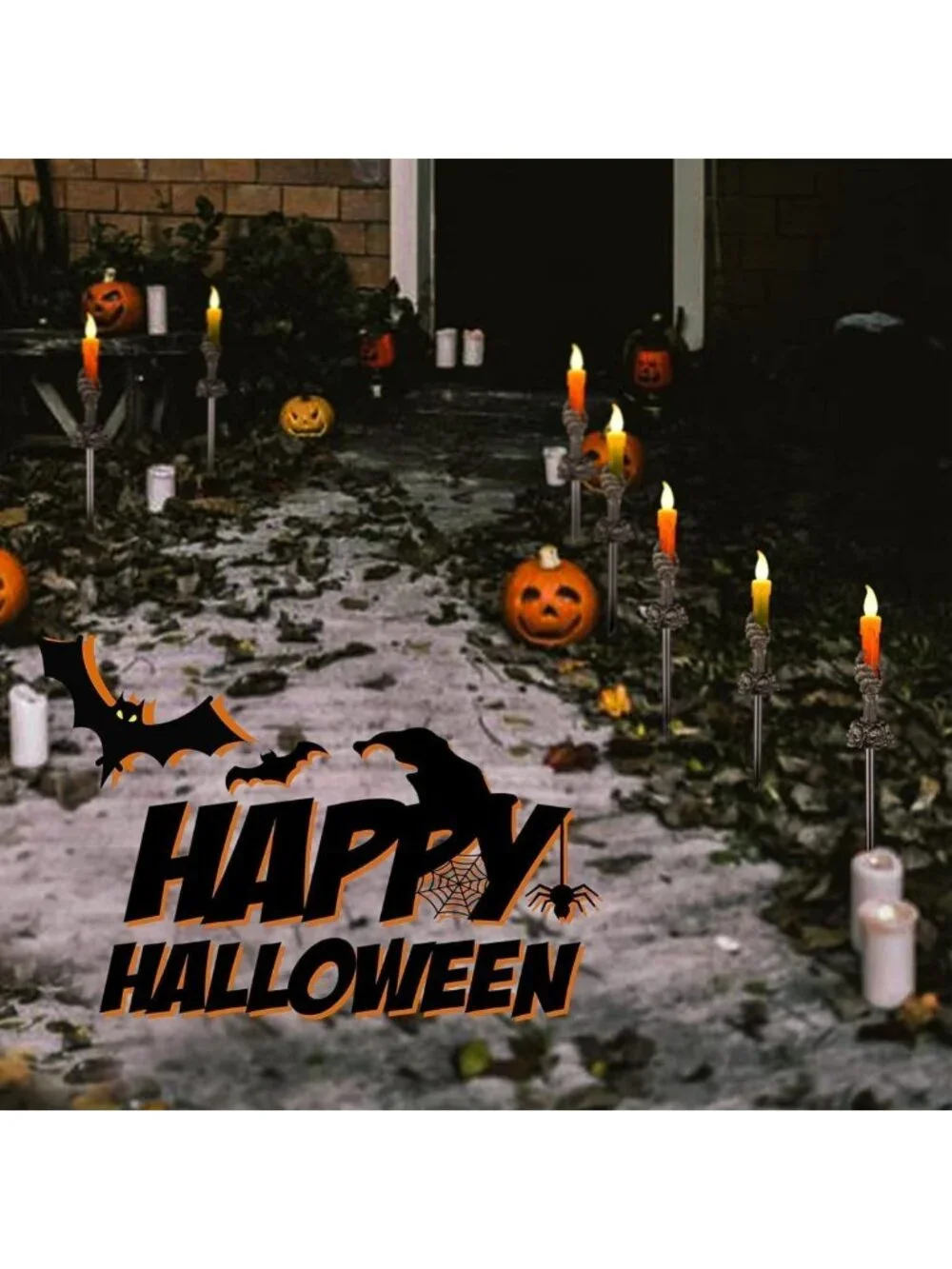 10 Pack Solar Pathway Lights for Halloween Outdoor Decorations - Spooky Glow